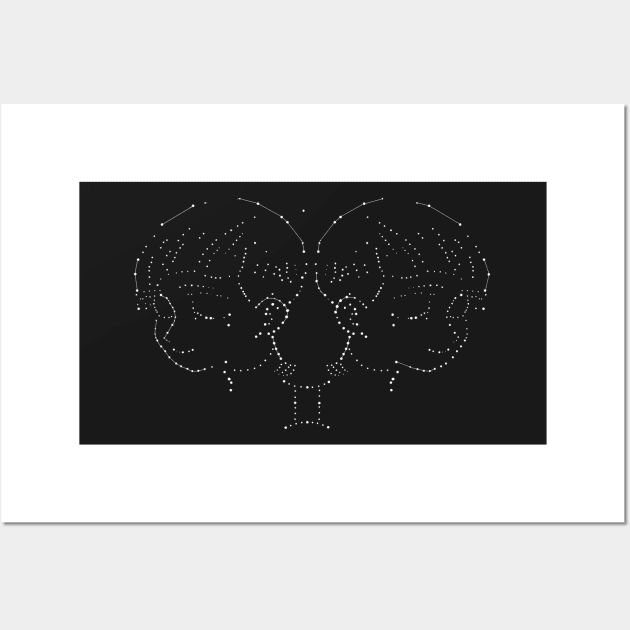 Gemini Twins Constellation Vash and Knives White Stars Connected Wall Art by Owlhana